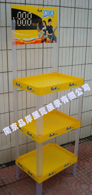 【厂商】饮料塑料展示架饮品宣传广告货架冰红茶形象陈列柜