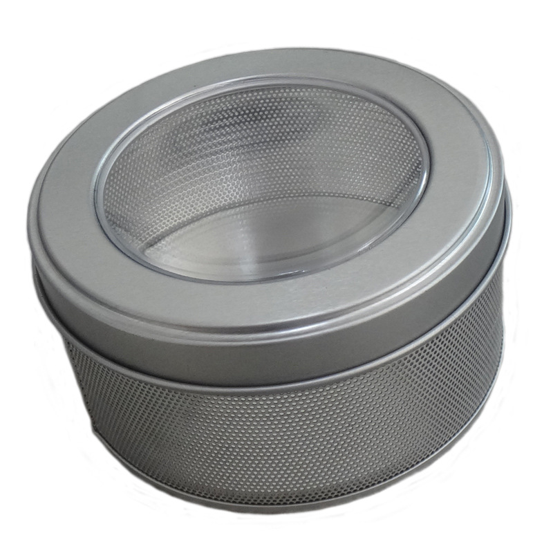 |盖子开窗网罐|铁罐马口铁铁盒圆形包装网状|制罐厂食品包装带盖
