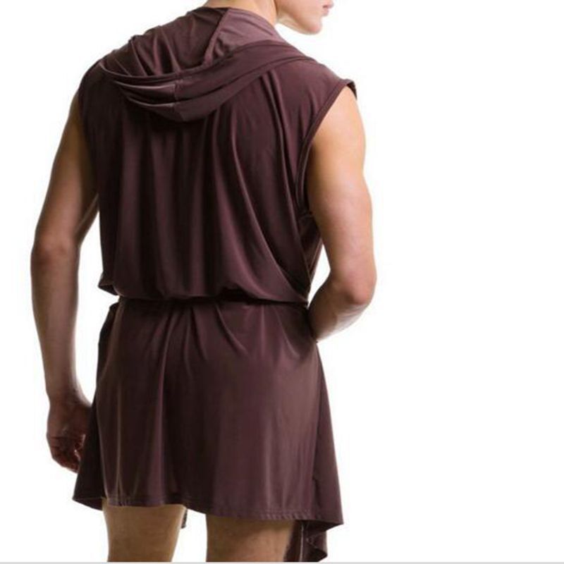 European version large size men's bathrobe cool silky men's hooded sleeveless bathrobe ultra-thin bathrobe men's bathrobe European version large size men's bathrobe cool silky men's hooded sleeveless bathrobe ultra-thin bathrobe men's bathrobe