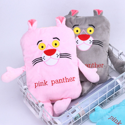 厂家直销 卡通粉红豹 双插手电热水袋 防爆充电 可爱毛绒电暖宝