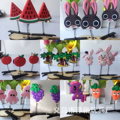 New products Push Cartoon animal Hairpin Push WeChat Swept away Small gifts Soft glue Duckbill clip gift wholesale