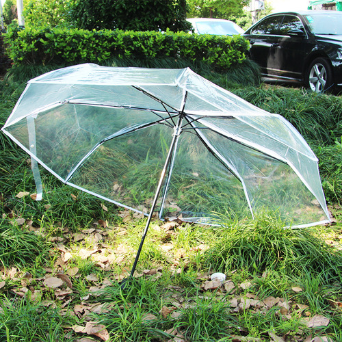 Umbrella transparent tri-fold umbrella fully automatic tri-fold umbrella sunny umbrella personalized fashionable folding umbrella transparent fully automatic umbrella