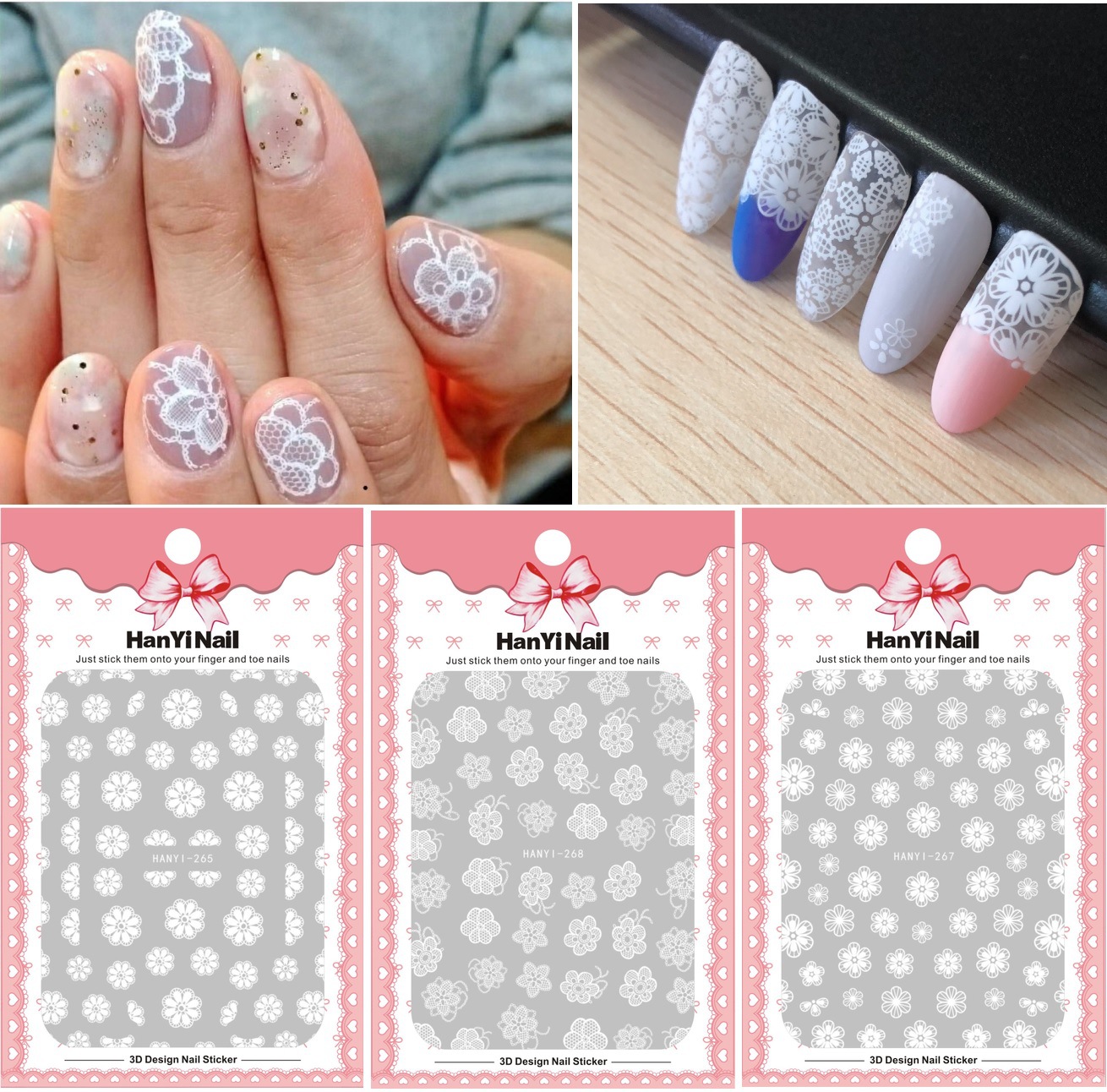 Winter white nail stickers