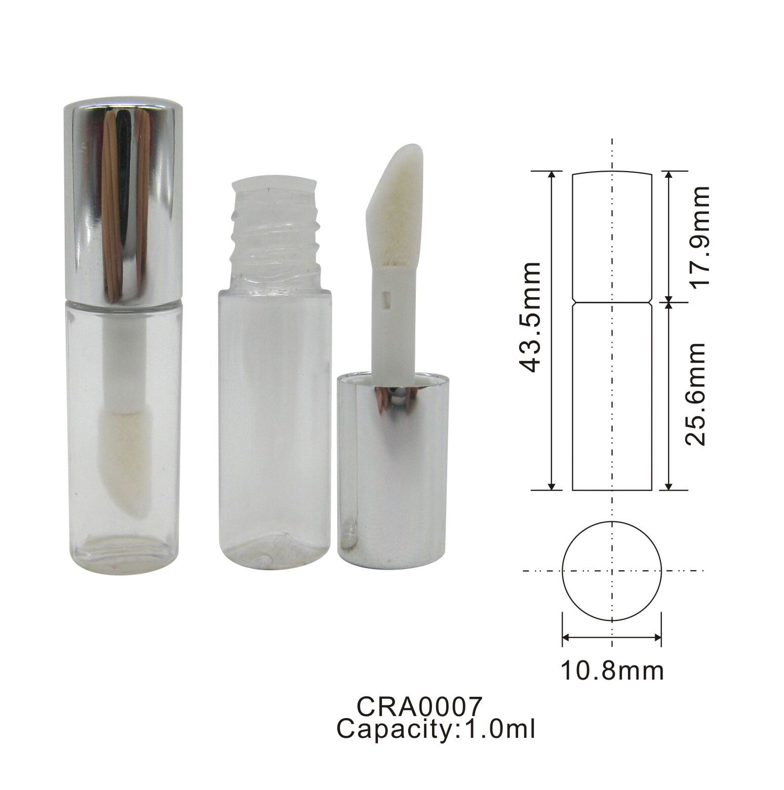 TRANSMO 1ml迷你唇彩管  圆形塑料唇彩瓶唇釉管 分装小样空管