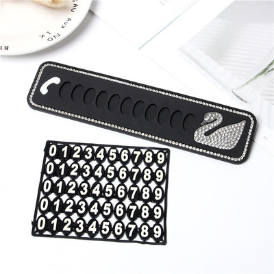 automobile Parking cards crystal Diamond swan Temporary Stop sign high-grade fashion Plate originality Refinement gift