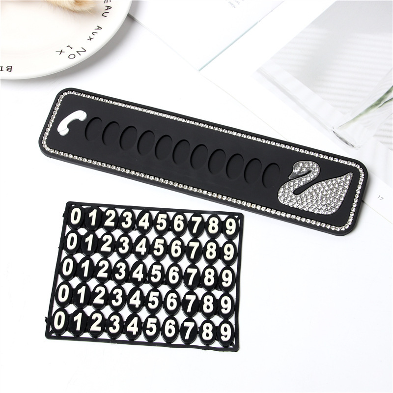 automobile Parking cards crystal Diamond swan Temporary Stop sign high-grade fashion Plate originality Refinement gift