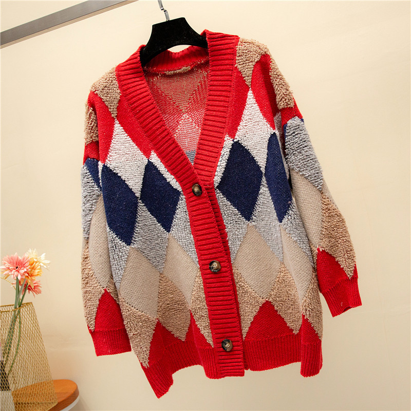 women s V-neck loose knit square mid-length cardigan nihaostyles clothing wholesale NSBY76867