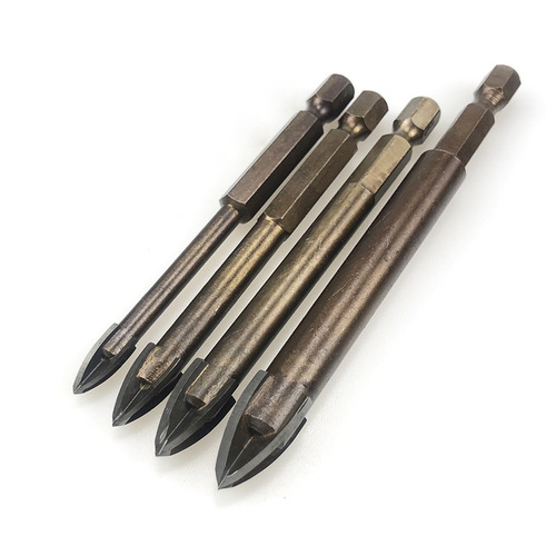 Ceramic tile drill bit 6mm glass hole opener multi-functional cross alloy triangle drill ceramic cement marble drilling