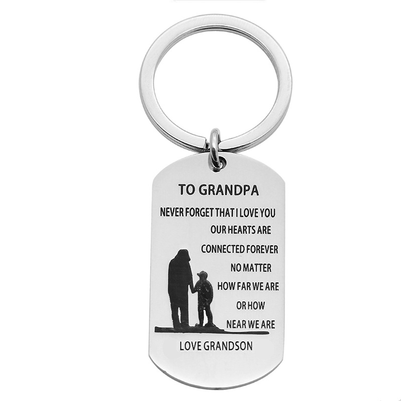 To Grandpa Never Forget thati love you keychain tag stainless steel