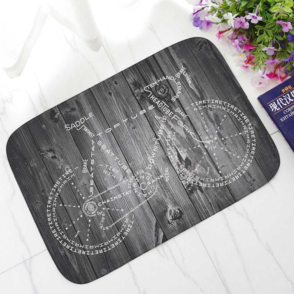 Air Bag Retro Nostalgic Bicycle Printed Carpet Floor Mat Flannel Distinctive Creative Door Mat Absorbent Non-slip