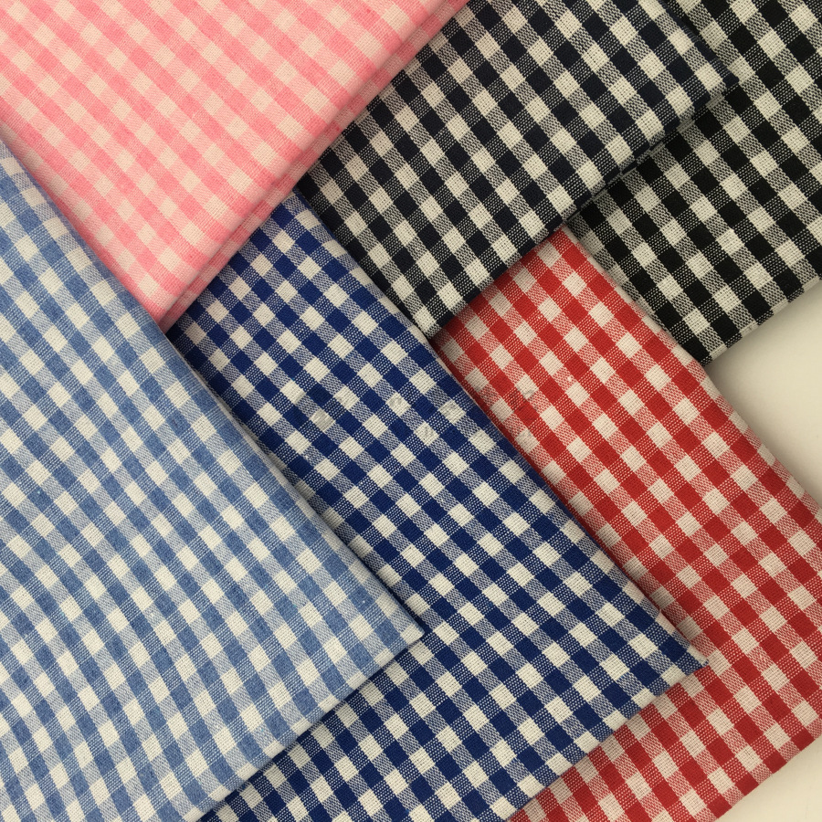 现货供应 0.3公分朝阳格 色织面料 涤棉 厂家直销 现货供应