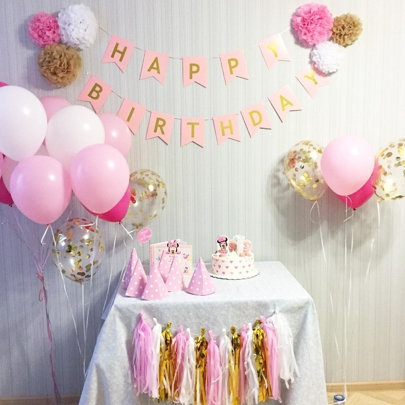 Bronzing Craft Birthday Simple Style Classic Style Letter Paper Birthday Hanging Flag