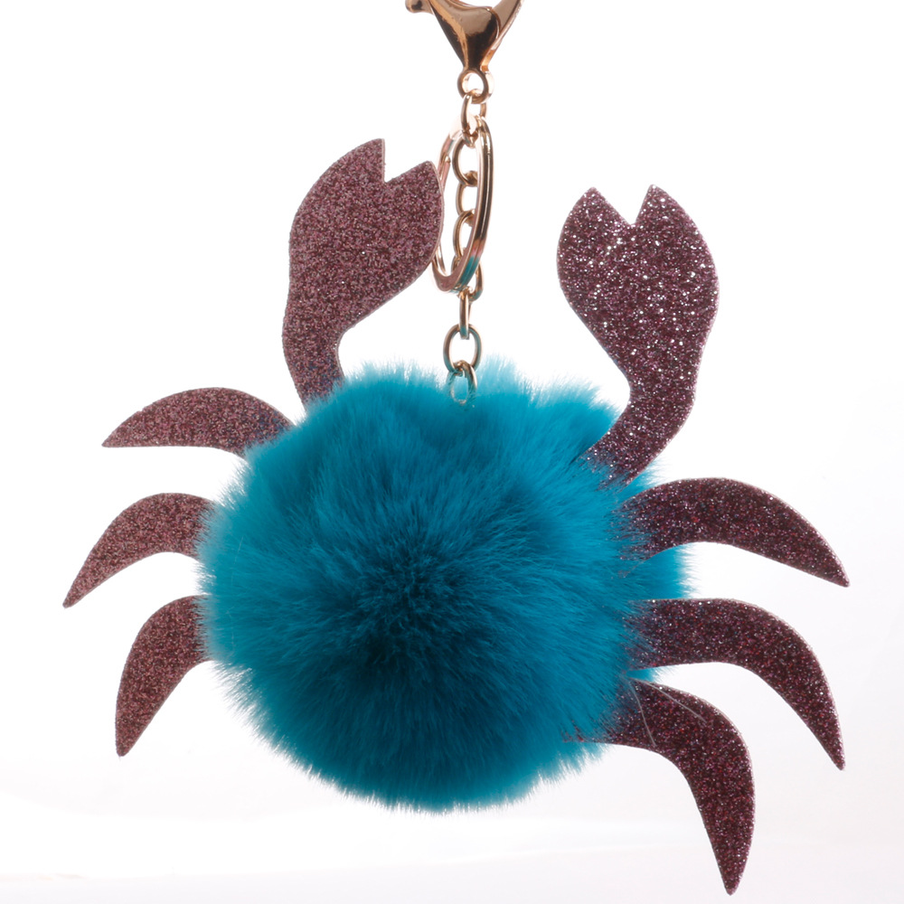 Sequined crab keychain hair ball pendant new pu crab shape bag pendant backpack cartoon ornamentspicture13