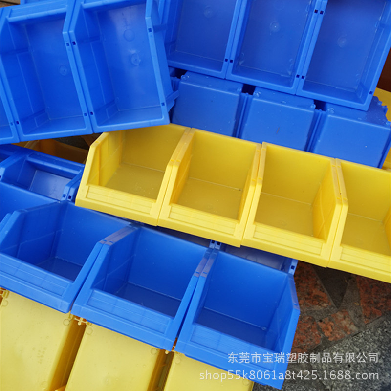 供应组合式螺丝塑料盒 带支柱斜口组立式物料盒 汽配货架盒