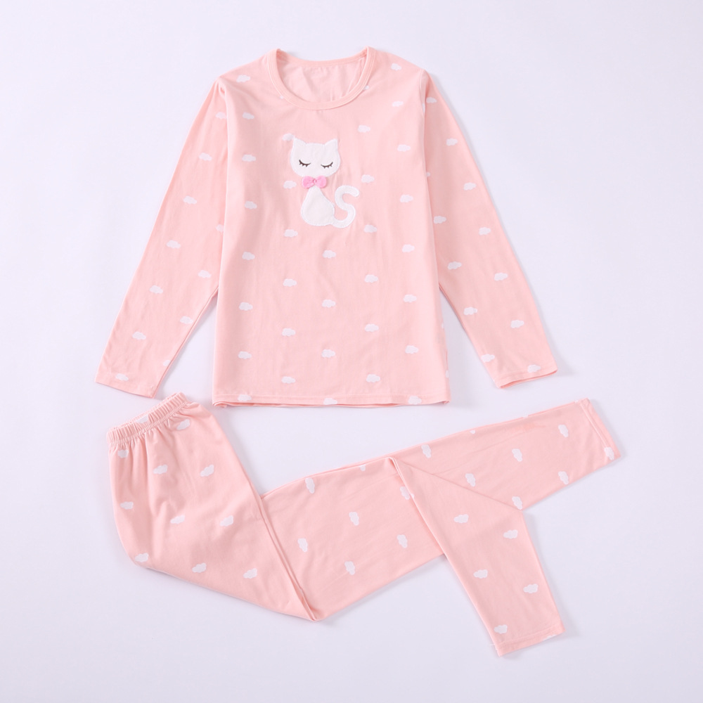 Clase A calidad delgada de la muchacha ropa interior conjunto medio y grande niños niñas lycra algodón otoño ropa pantalones largos conjunto algodón peinado