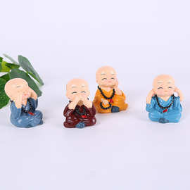 新品车内装饰品四不和尚定制树脂工艺品迷你家居摆件批发