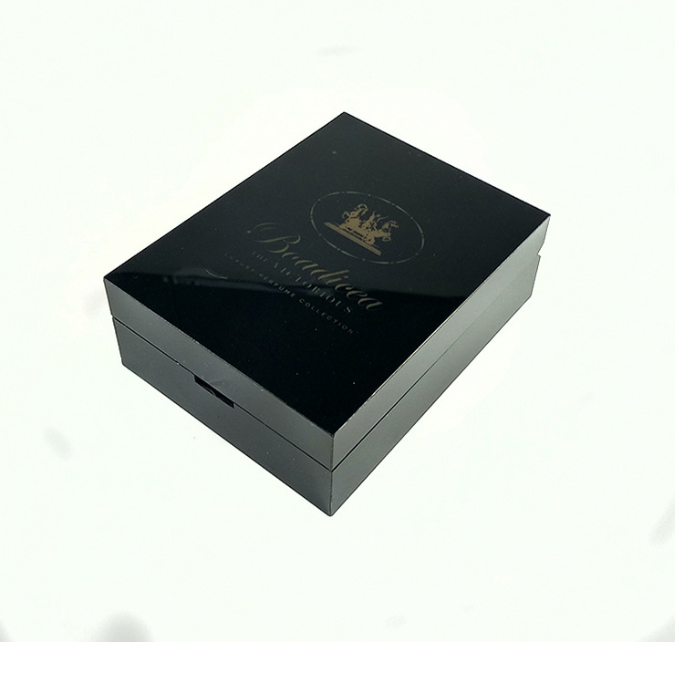 中山厂家定做方形有机玻璃口红包装盒 黑色亚克力丝印logo礼品盒