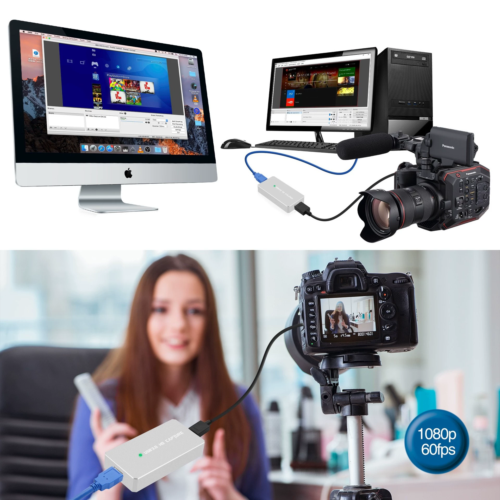 Хит продаж HDMI в USB3.0 карта захвата HD видео для стриминга, совместимость UVC, драйвер не требуется