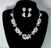 Chain for bride, necklace and earrings from pearl, set, Korean style, 2 piece set