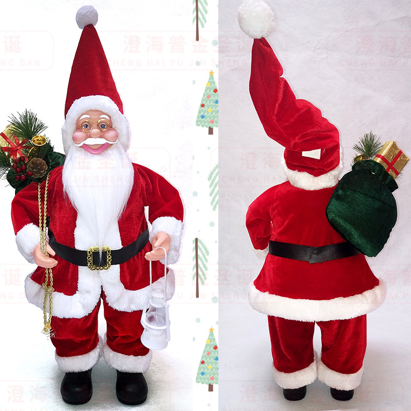 圣诞装饰品站姿绒布圣诞老人公仔玩偶圣诞场景挂件节日礼品