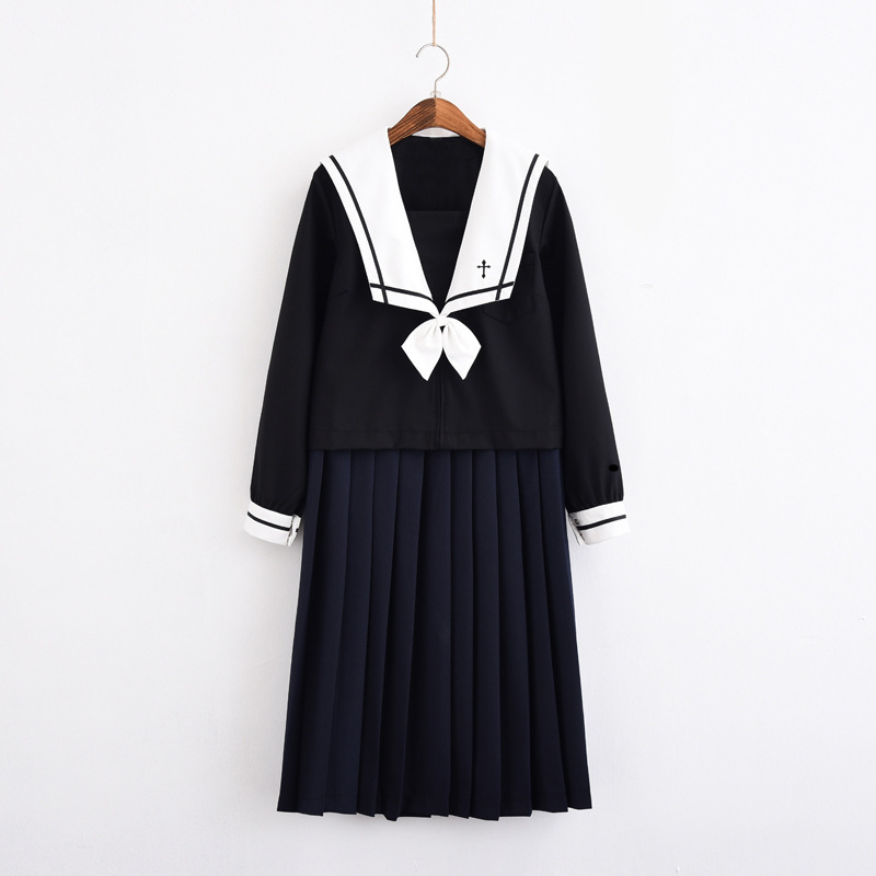 활과 화살 자수 소프트 언니 정통 JK 유니폼 봄과 가을 긴 소매 일본 선원 교복 학생 교복 교복 세트