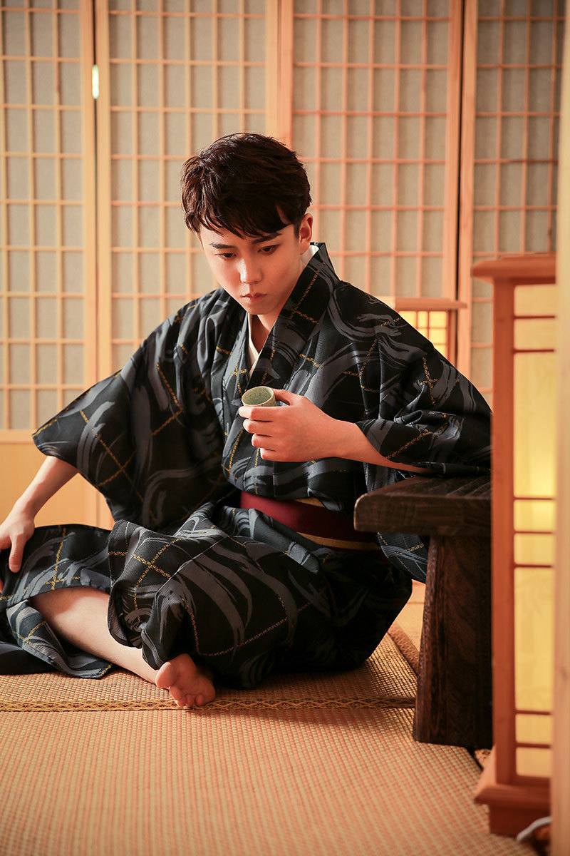 日本和服正装 男传统和服武士服和风免熨烫武士和服套装-阿里巴巴