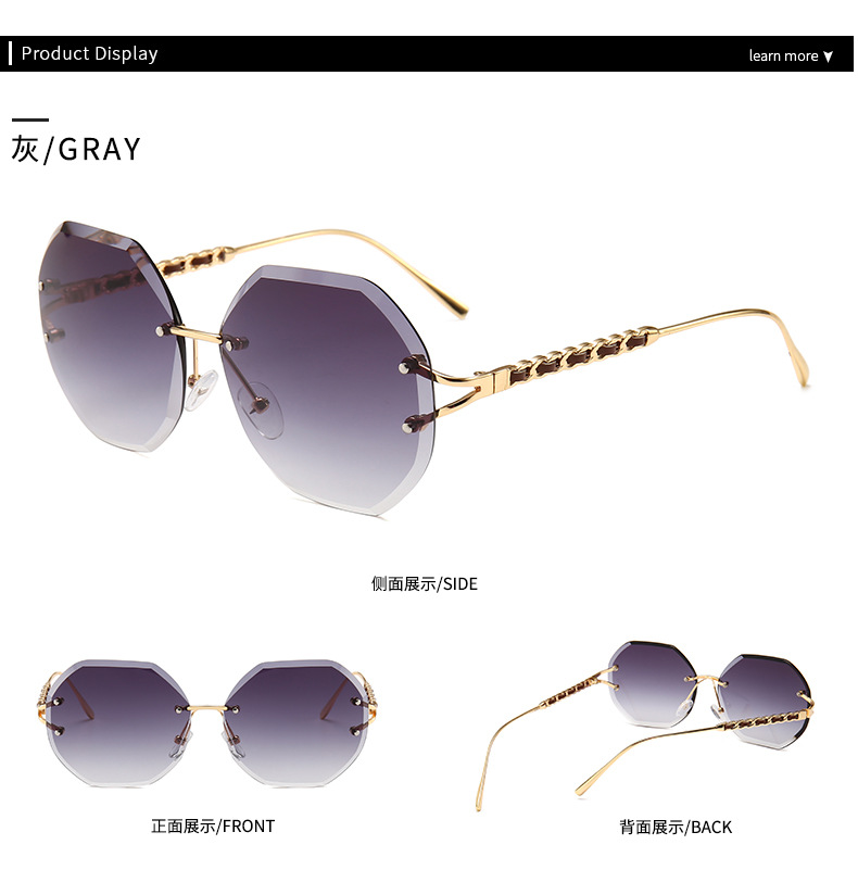 Frameless Diamond Cut Rope Imitation Leather Decorative Modern Retro Sunglasses display picture 2