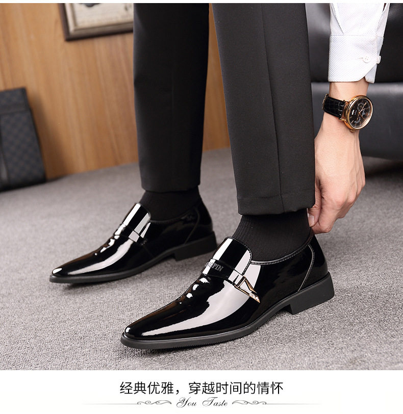 Giày da công sở nam cỡ lớn mũi nhọn thoáng khí phong cách Hàn Quốc — Giày một lớp màu nâu, Giày một lớp màu đen chi tiết 17