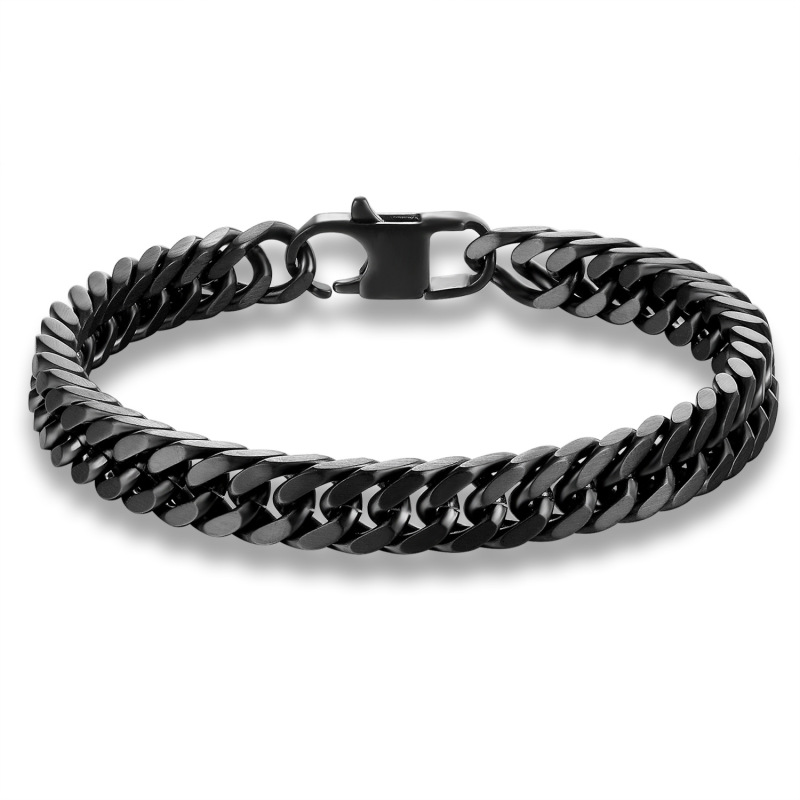 European and American new hot sale Lasha black bracelet titanium steel men's personality charm square buckle bracelet ES720