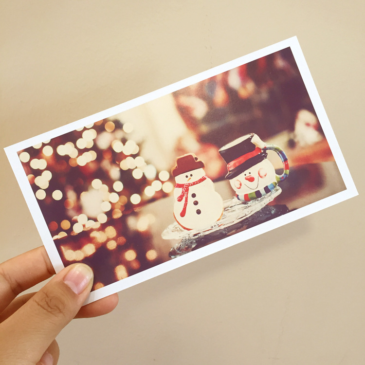 乐品纸卡 圣诞节新年节日贺卡片明信片售后好评祝福卡 雪人甜点款