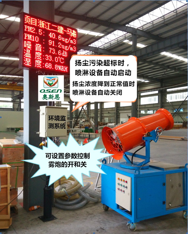 深圳奥斯恩扬尘监测设备带联动功能 及时降尘 可联网 可叠加视频