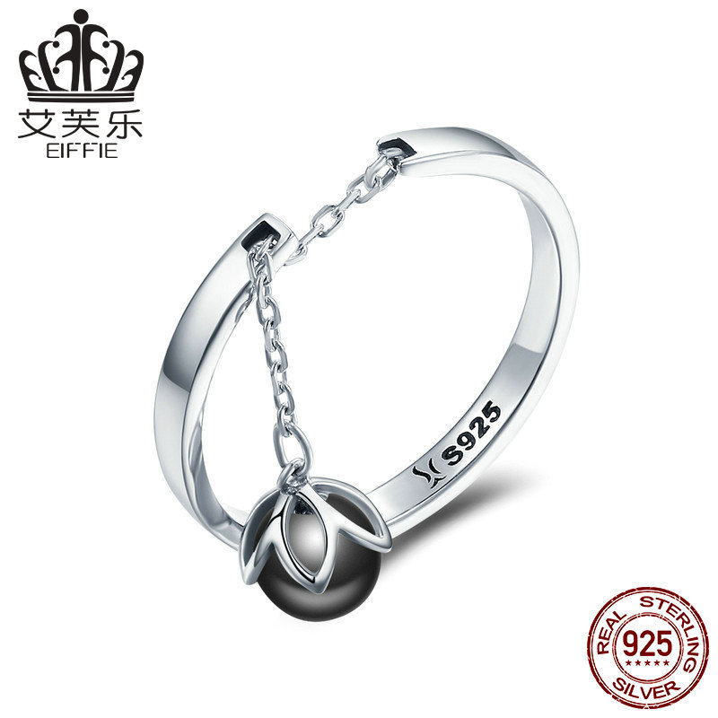 艾芙乐原创设计 s925纯银开口珍珠戒指简约女指环厂家直销SCR314