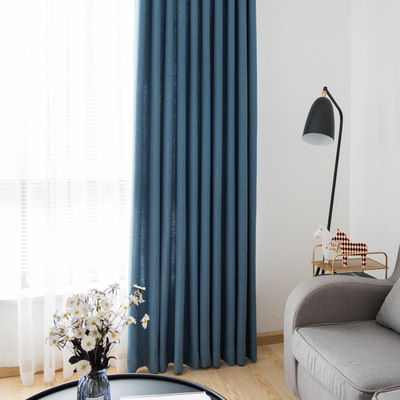 北欧纯色亚麻窗帘纱成品定制客厅卧室遮光棉麻窗帘布料厂家供应