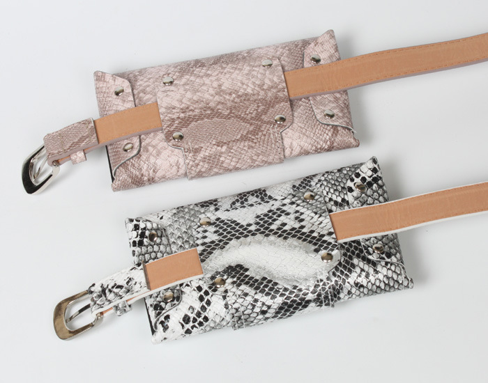Chain Snake Pattern Thin Belt Waist Bag display picture 2