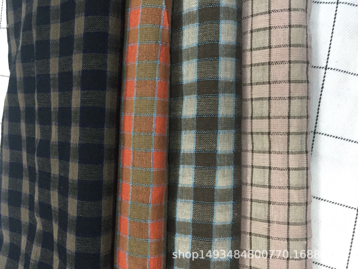 薄款小格子衬衫布色织梭子面料春款短袖面料睡衣料现货供应