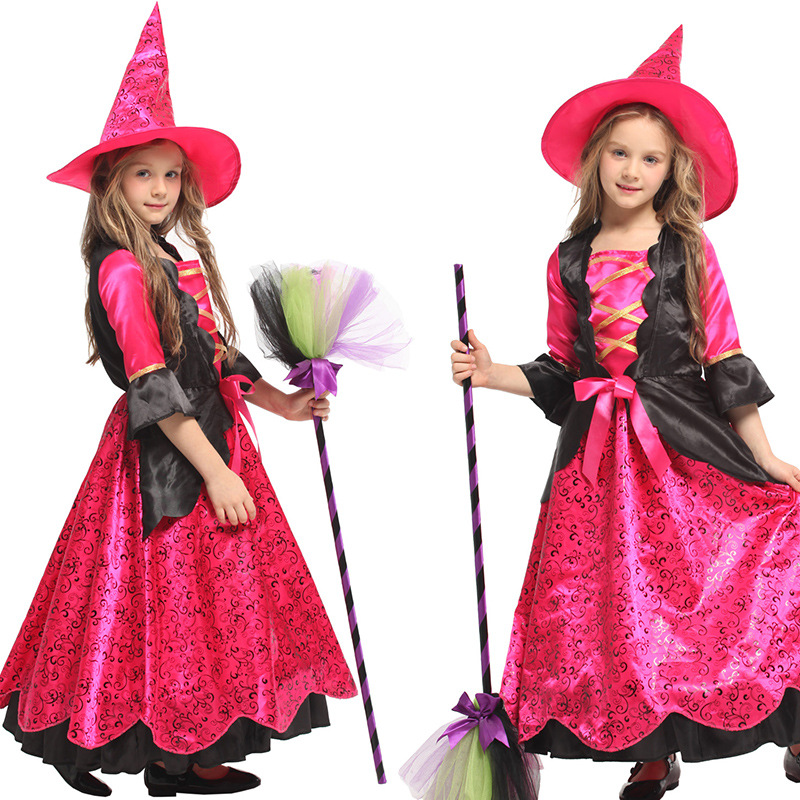 万圣节儿童服装儿童面具舞会表演服G-0328巫婆服装女巫婆公主裙