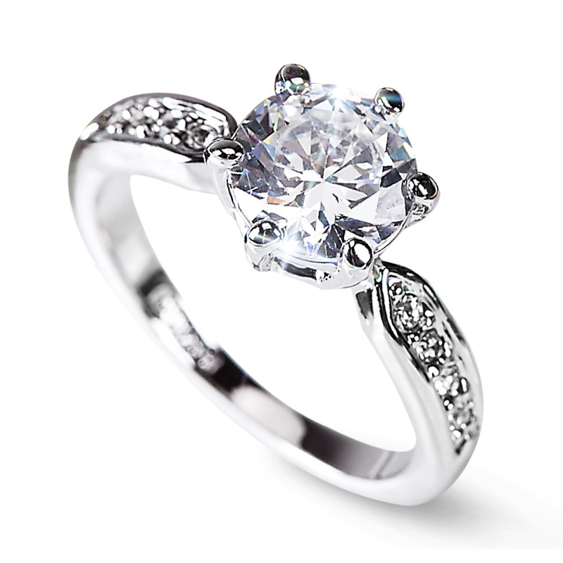 Fashionable elegant copper wedding ring with zircon