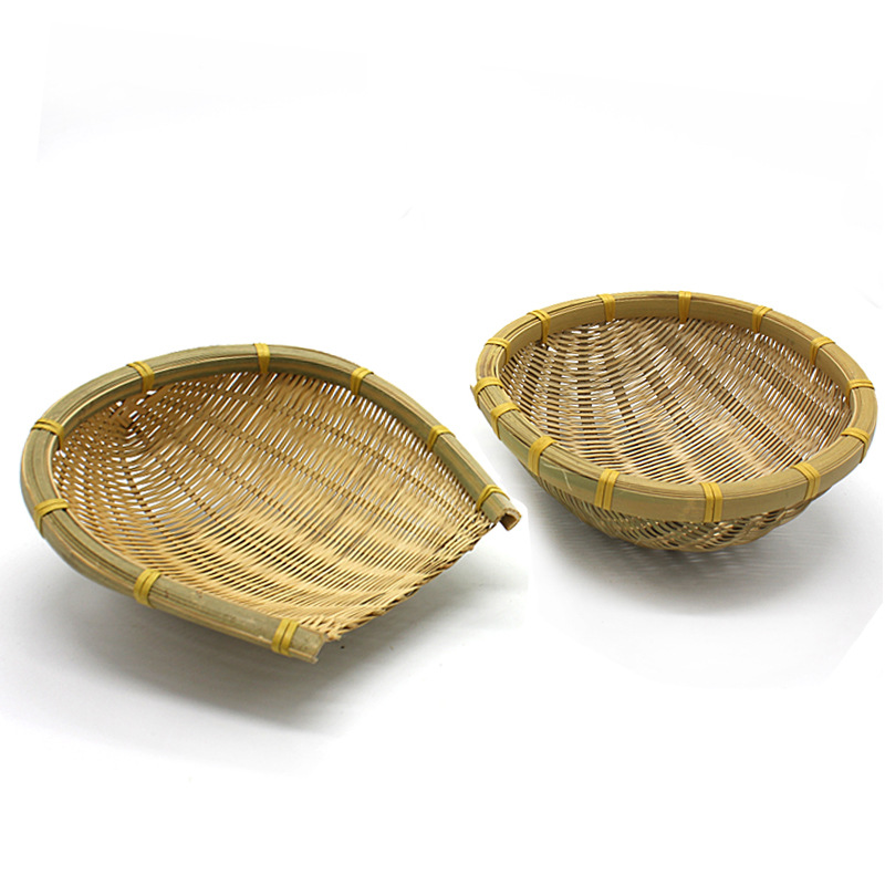 Handmade Bamboo Basketwork Dry Fruit Plate Snack Storage Bamboo Basket Small Shovel Ripe Food Pastries Bamboo Corrugated Fruit Basket Bamboo Basket