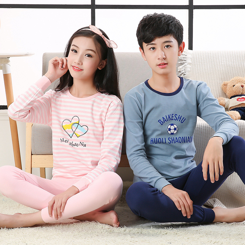 children Underwear set pure cotton Thin section T-shirts CUHK Autumn clothes Cotton girl Teenagers pajamas spring and autumn