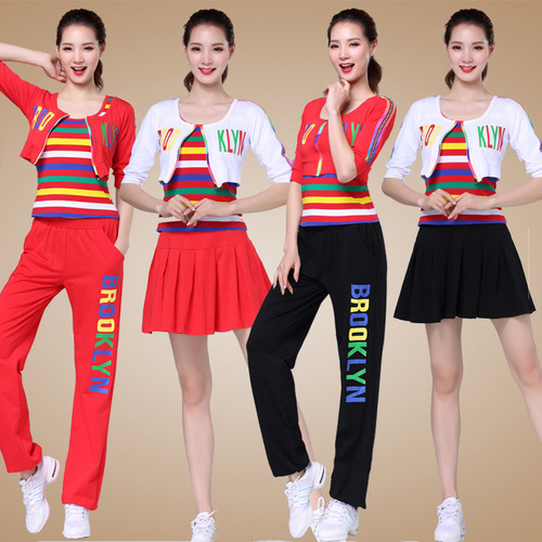 Tingzimei 2020 square dance clothing new suit spring and summer cotton sports three-piece suit fitness competition performance clothing for women