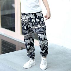 Anti-mosquito pants for boys and girls, cotton silk harem pants for small and medium-sized children, baby bloomers, thin trousers, boys' pajama pants