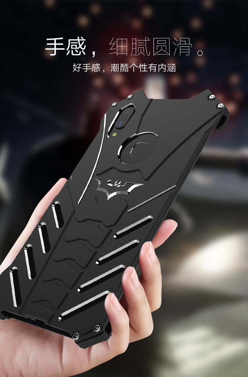 R-Just Batman Shockproof Aluminum Shell Metal Case with Custom Batarang Stent for vivo X21i & vivo Z1