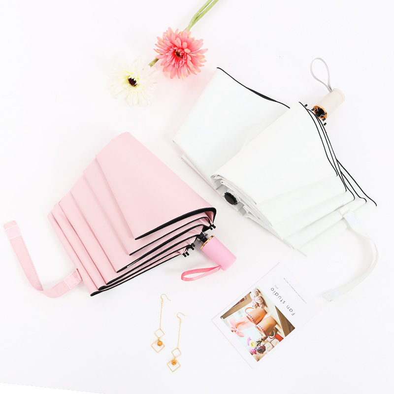 Solid Colour Umbrella For Women Uv Protection Foldable Parasol_voghion.com