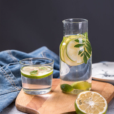 日式玻璃凉水壶冷水壶一人饮小容量茶壶带杯套装创意果汁饮料水杯|ru