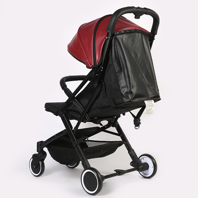 2018新款多功能皮质婴儿车 双向四轮安全避震防滑折叠推车 批发详情图7