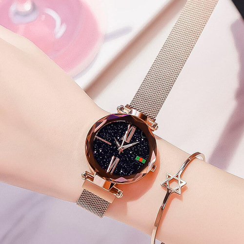 Manufacturer wholesale lazy magnet watch ladies starry sky internet celebrity same style magnet watch one piece dropshipping