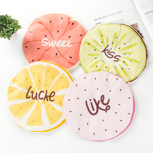 Japanese style cute fruit cartoon waterproof bathing shower cap adult women's shower cap bathing shampoo anti-oil cigarette butt cover