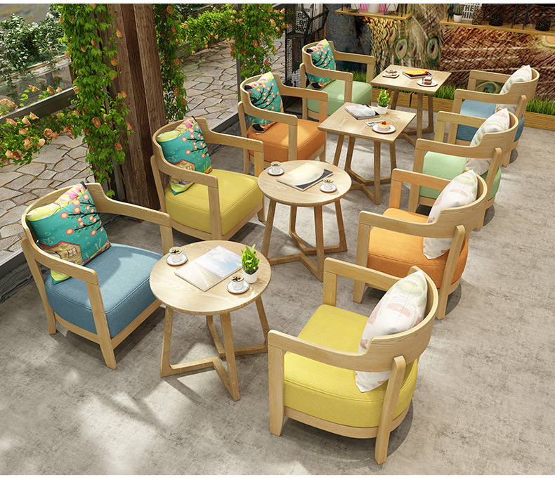 Cafe chair, casual solid wood chair, solid wood negotiation chair