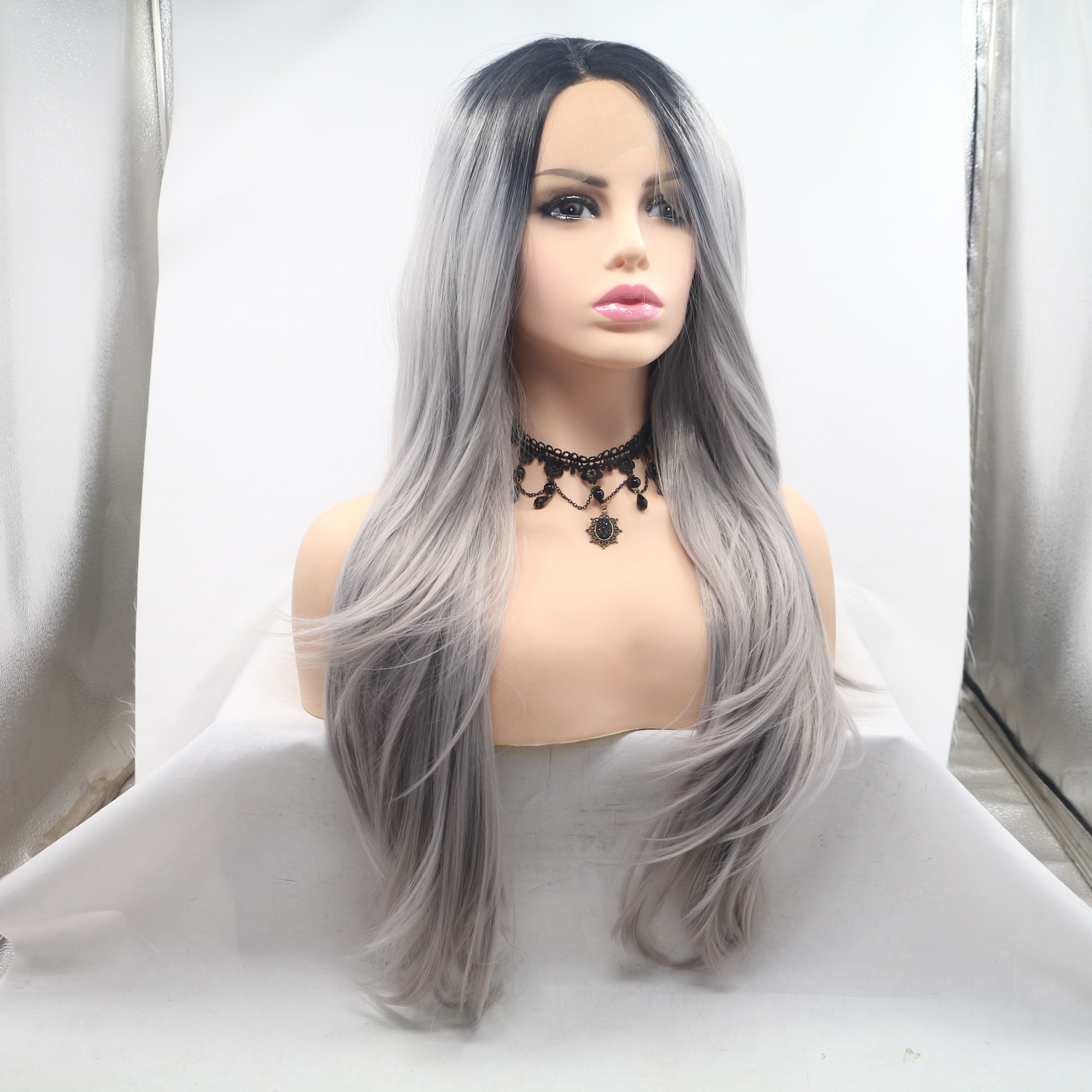 NEWLOOK PW1075 nueva moda peluca de cabello largo peluca de encaje peluca de enseñanza