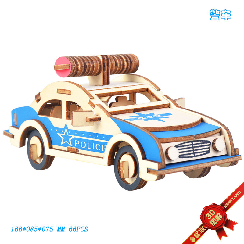 Полицейская машина с лазером, деревянный реалистичный конструктор, головоломка, игрушка, DIY, детская поделка своими руками